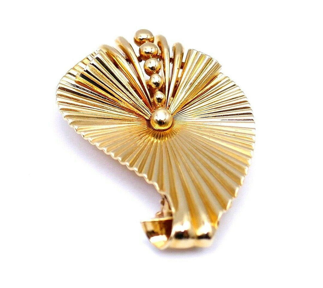 Cartier Retro 14k Yellow Gold Leaf Brooch