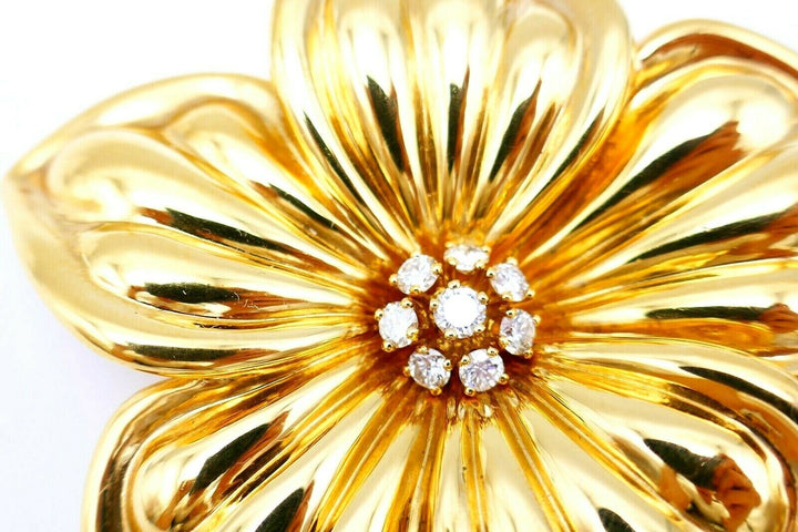 Van Cleef & Arpels Yellow Gold Diamond Large Magnolia Brooch