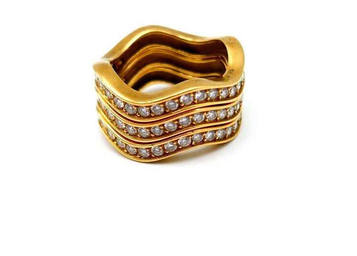 Cartier Yellow Gold Diamond Wave Stack Band Ring