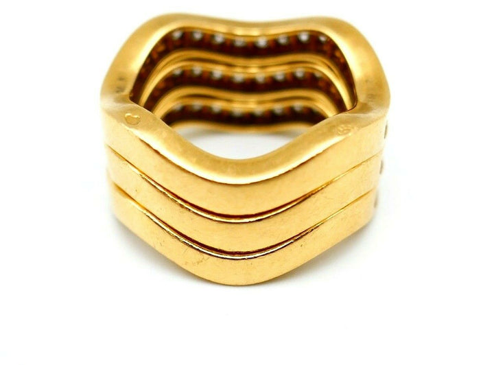 Cartier Yellow Gold Diamond Wave Stack Band Ring