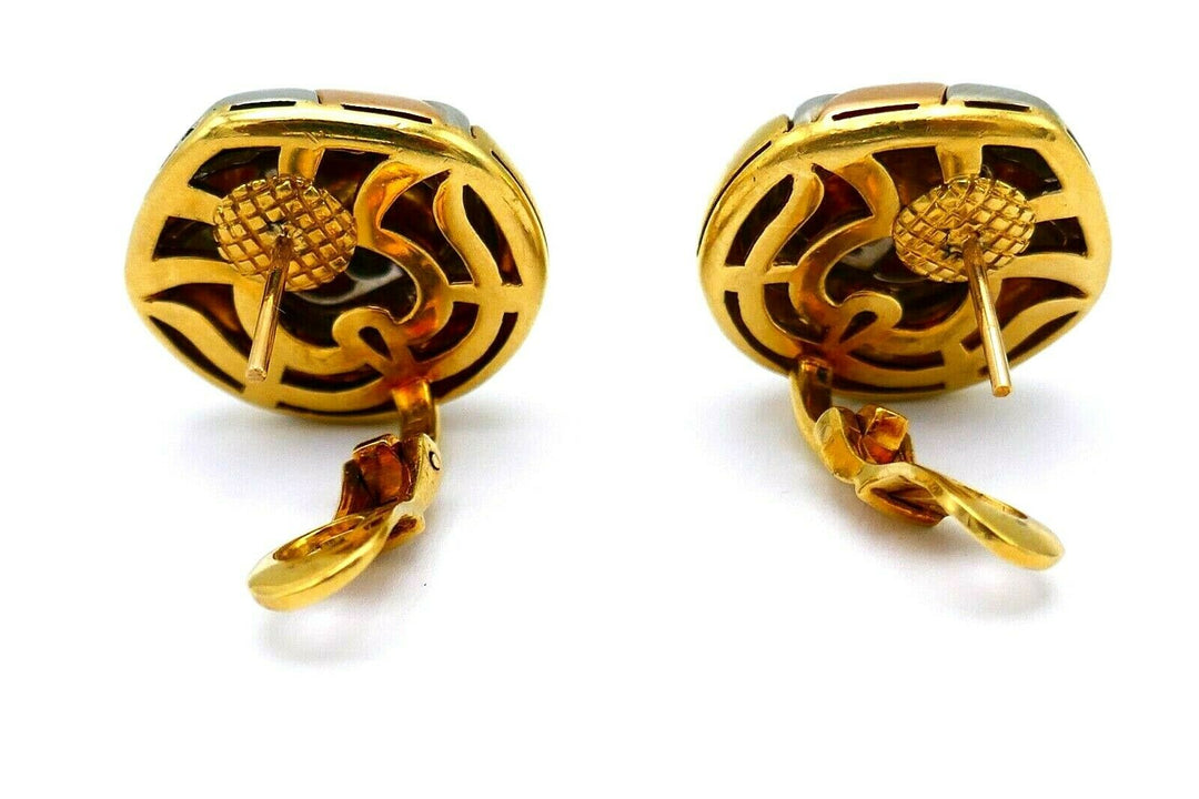 Bulgari Three Tone Gold Earrings