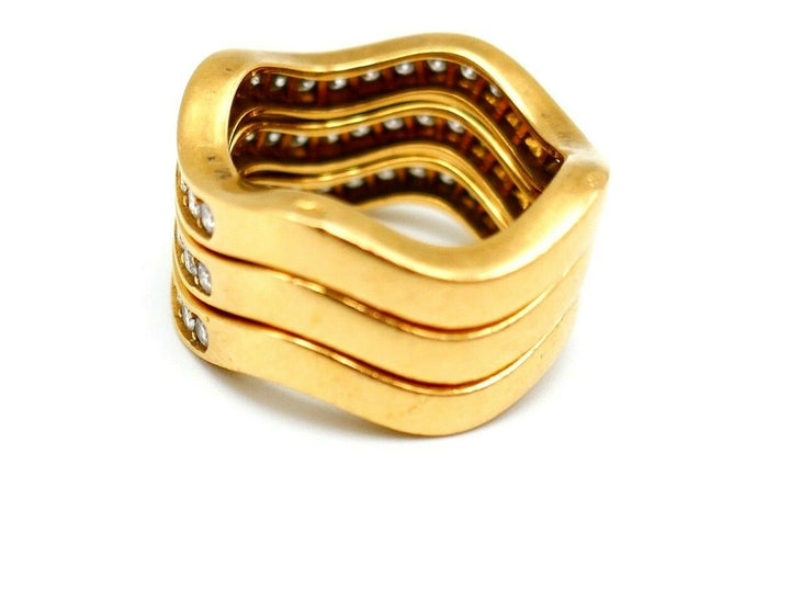 Cartier Yellow Gold Diamond Wave Stack Band Ring