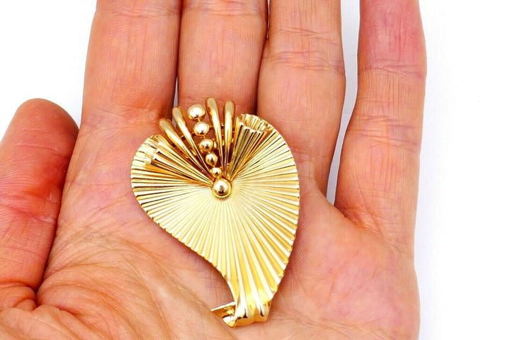 Cartier Retro 14k Yellow Gold Leaf Brooch