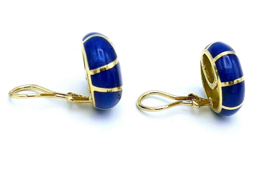 Angela Cummings Blue Enamel Yellow Gold Clip-On Earrings