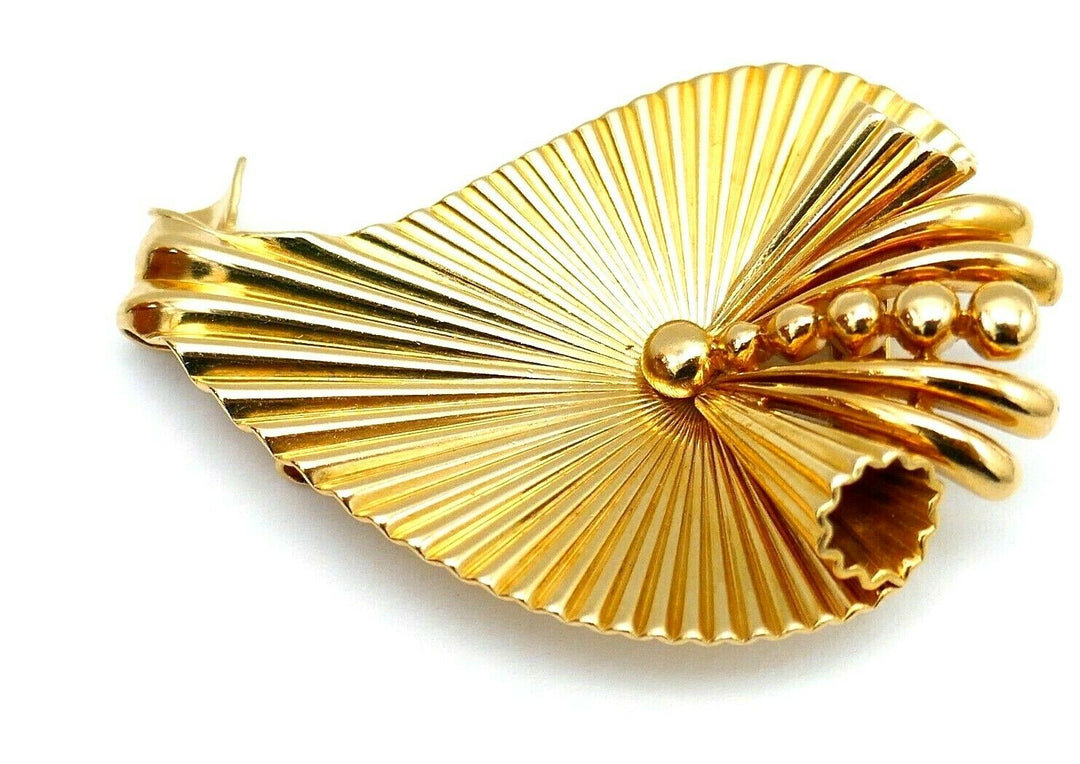 Cartier Retro 14k Yellow Gold Leaf Brooch