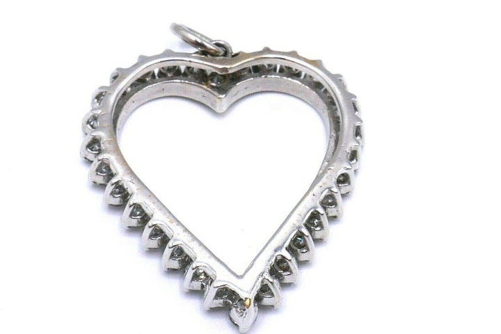 Vintage 14k White Gold Diamond Heart Pendant