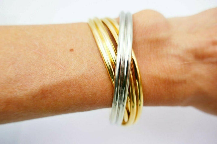 Tiffany & Co. Vintage Two-Tone Gold Trinity Bangle Bracelets