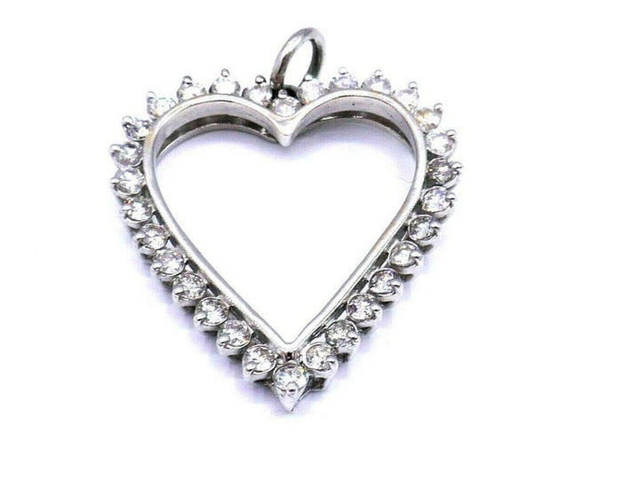 Vintage 14k White Gold Diamond Heart Pendant