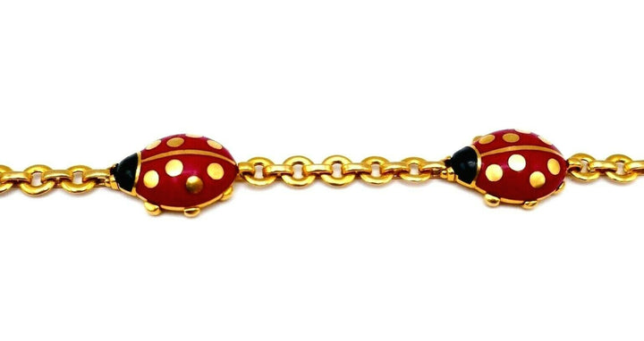 Cartier Vintage Yellow Gold Enamel Ladybug Bracelet