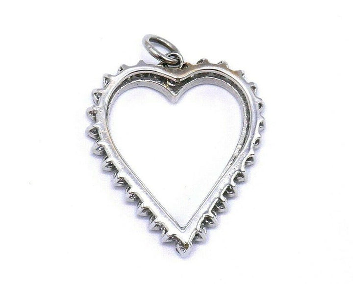 Vintage 14k White Gold Diamond Heart Pendant