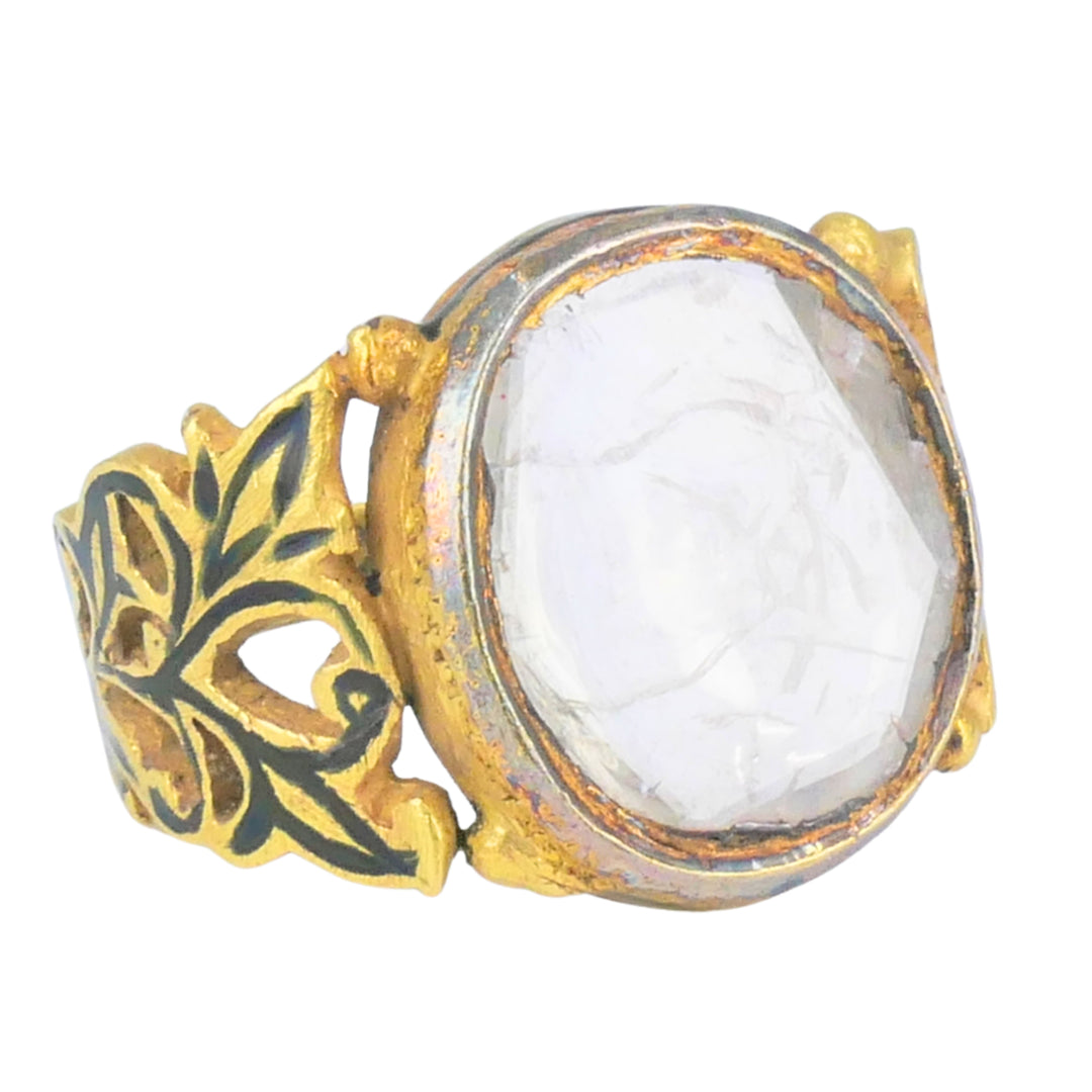 Sliced Rose Cut Diamond Ring 22k Gold Ring with Diamond Fred Leighton Victorian