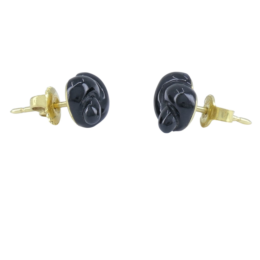 Tiffany & Co. Angela Cummings 1979 18k Gold Black Onyx Knot Vintage Earrings