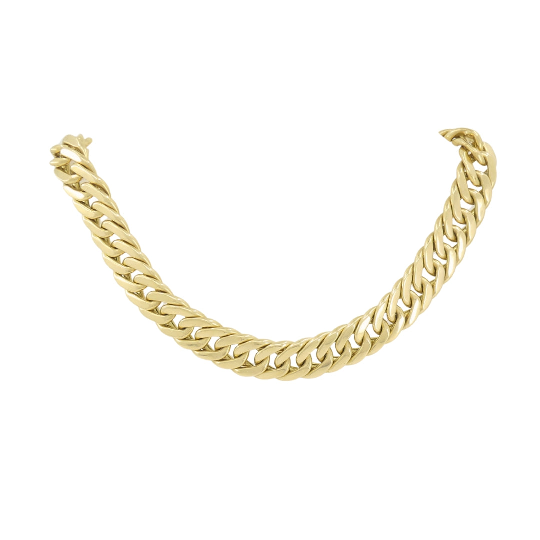Vintage Carlo Weingrill Necklace 18k Gold Flat Curb Link Necklace