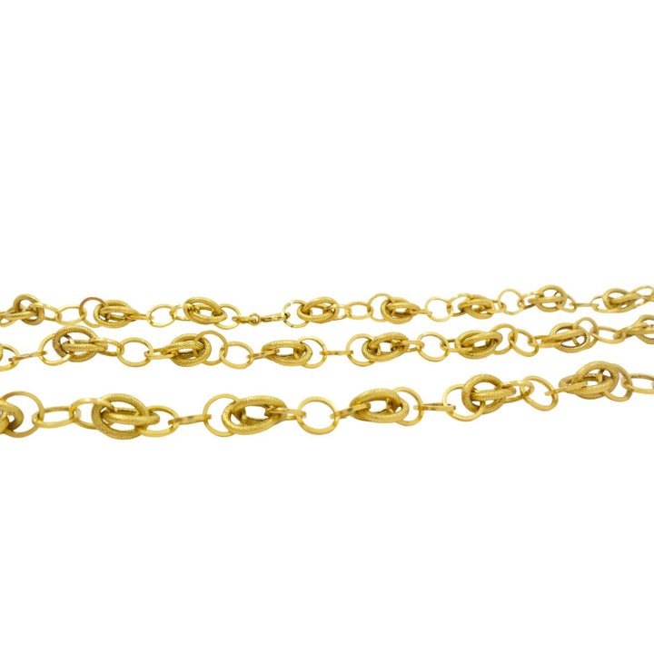 Vintage Italian 14k Textured Link Long Chain Necklace