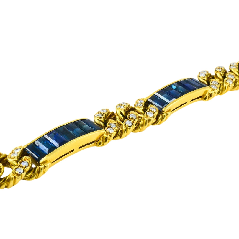 Vintage Fred Paris Bracelet Sapphire Diamond 18k Gold