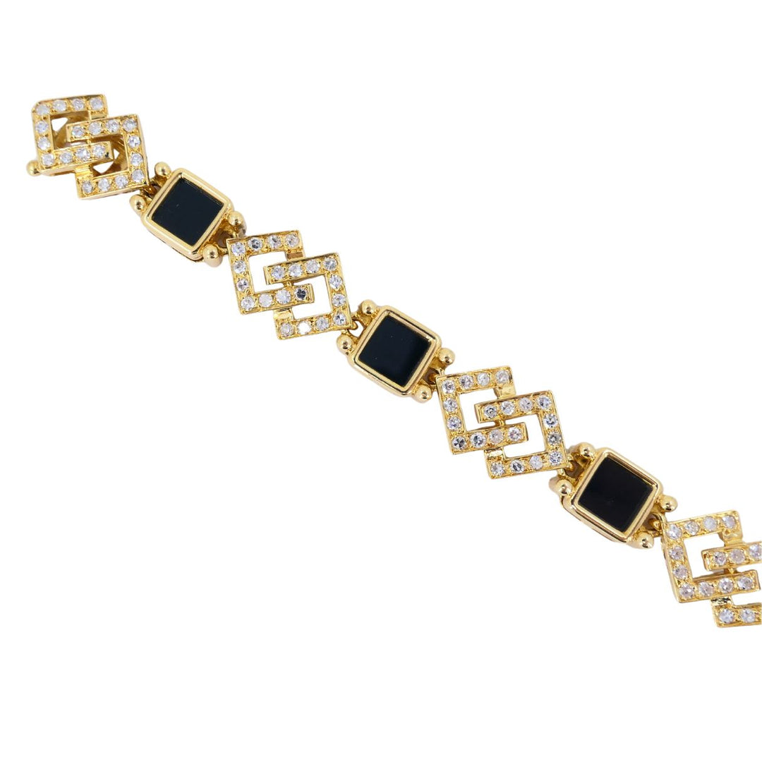 Vintage Van Cleef & Arpels 18k Gold Diamond Onyx Bracelet