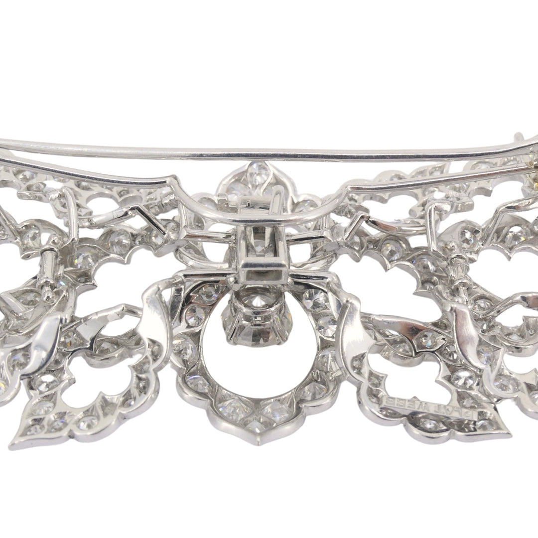 David Webb Diamond Platinum Brooch Floral Design