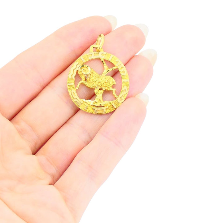Vintage 18k Gold Aries Astrological Zodiac Pendant