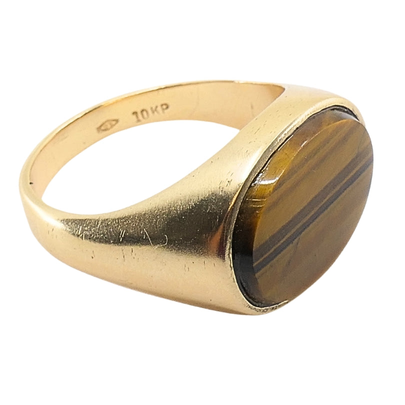 Vintage Tiger’s Eye Oval Ring 10k Gold