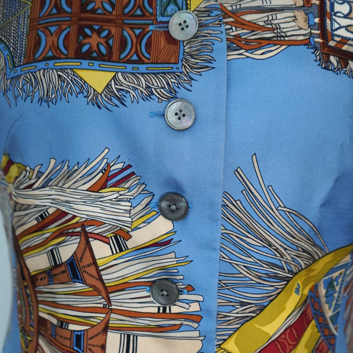 Hermès Blue Silk Buttoned Vest