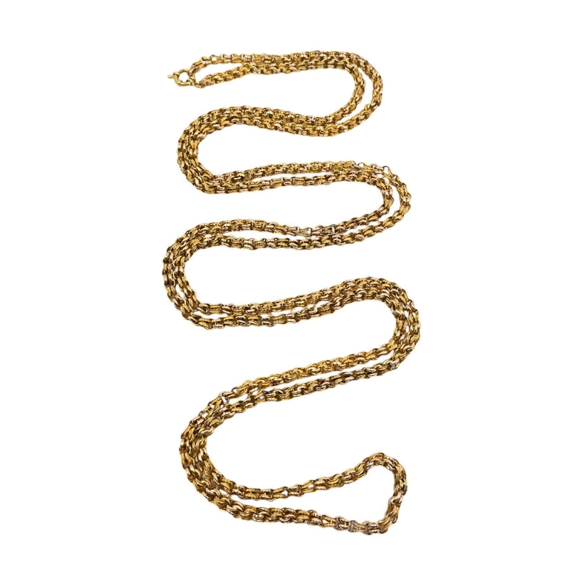 Antique Chain 10k Gold Textured Rope Necklace