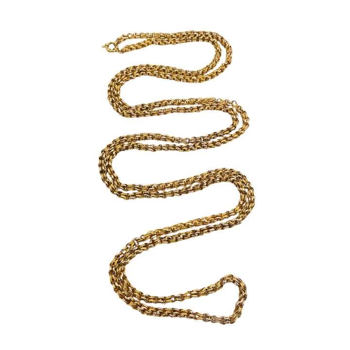 Antique Chain 10k Gold Textured Rope Necklace