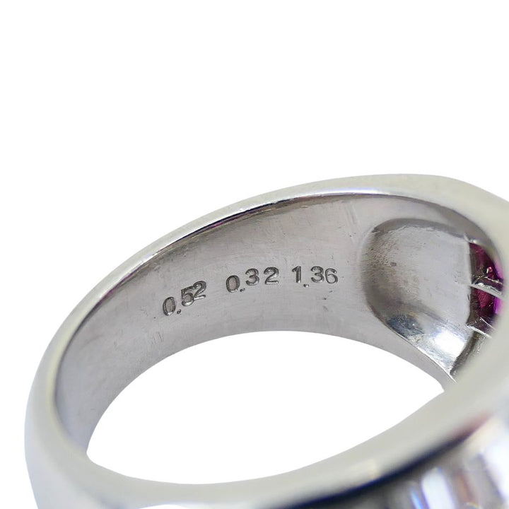 1960s Ruby Diamond Platinum Dome Ring 6.5