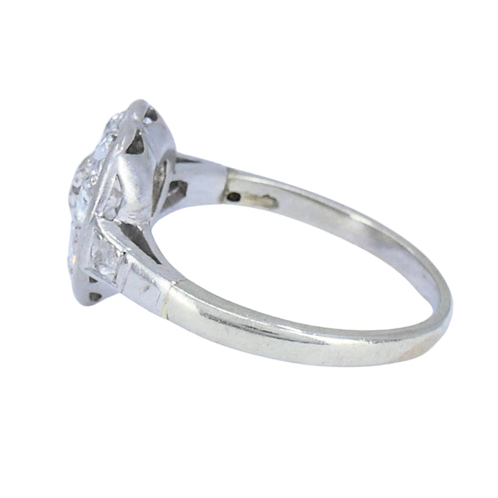 Vintage Art Deco Diamond Heart Cluster Ring 10k Gold Platinum