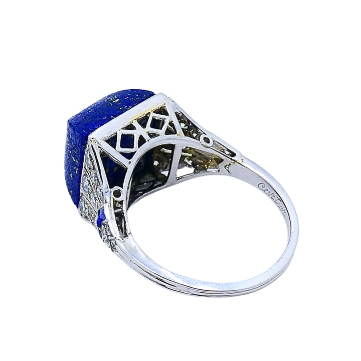 Cartier Art Deco Lapis Lazuli  Diamond Platinum Ring