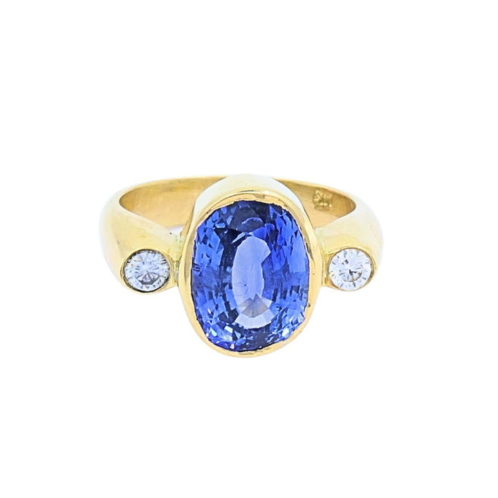 Vintage Sapphire Ring Diamond 14k Gold