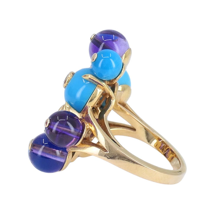 Cartier Délices de Goa 18k Rose Gold Diamond Turquoise Amethyst Ring