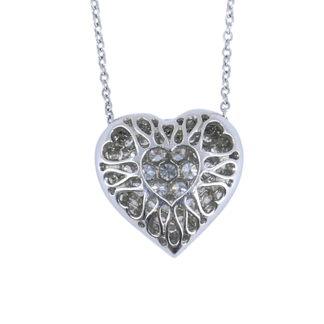 Cartier Pave Diamond Platinum Heart Pendant Necklace