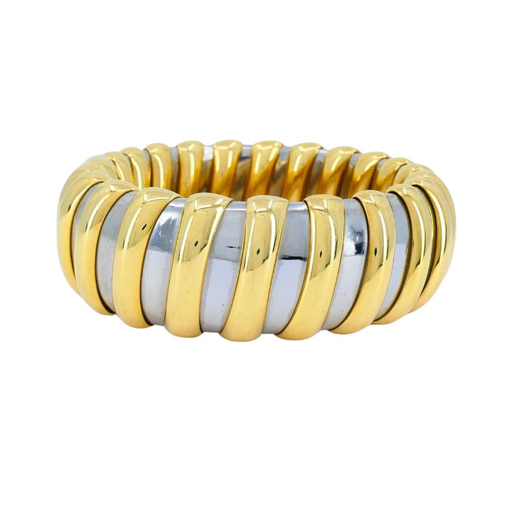 Vintage Bvlgari 18k Gold Stainless Steel Cuff Bracelet