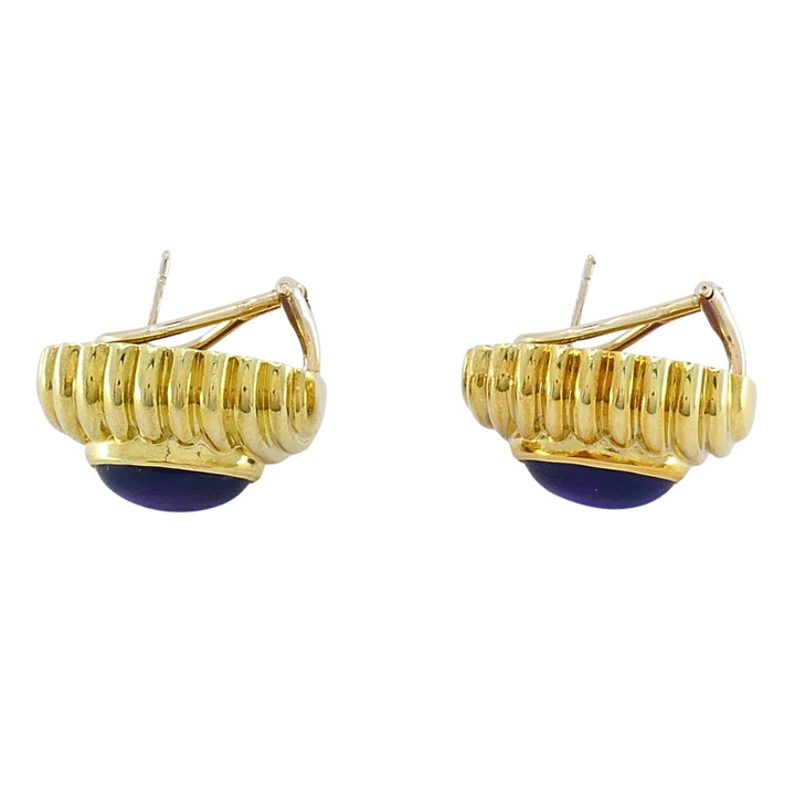 Vintage Tambetti 18k Gold Amethyst Cabochon Earrings