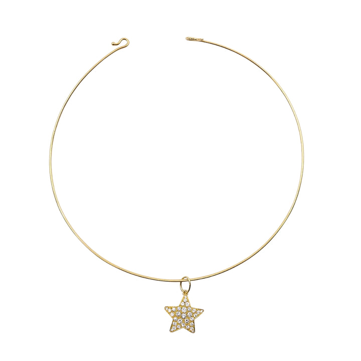 14k Gold Diamond Star Pendant 10k Gold Choker Necklace