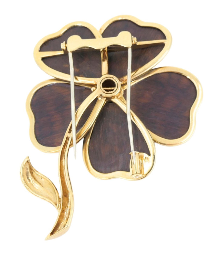 Vintage Van Cleef & Arpels Brooch 18k Gold Wood Clematis Collection