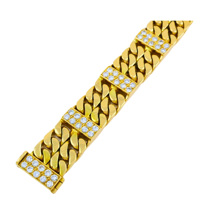 Van Cleef & Arpels Diamond Bracelet Curb Link 18k Gold Vintage