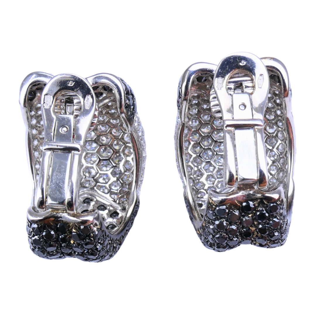De Grisogono Earrings 18k White Gold Black Diamond Hoop Earrings