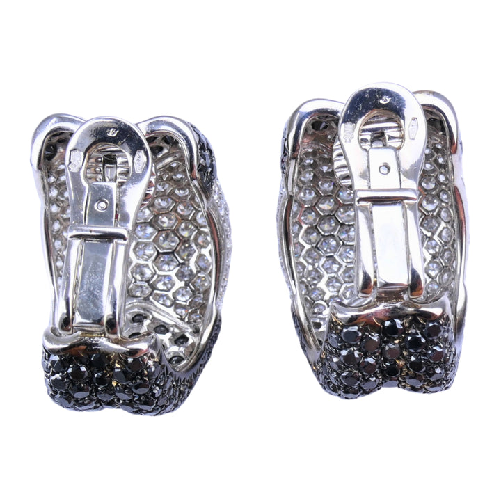 De Grisogono Earrings 18k White Gold Black Diamond Hoop Earrings