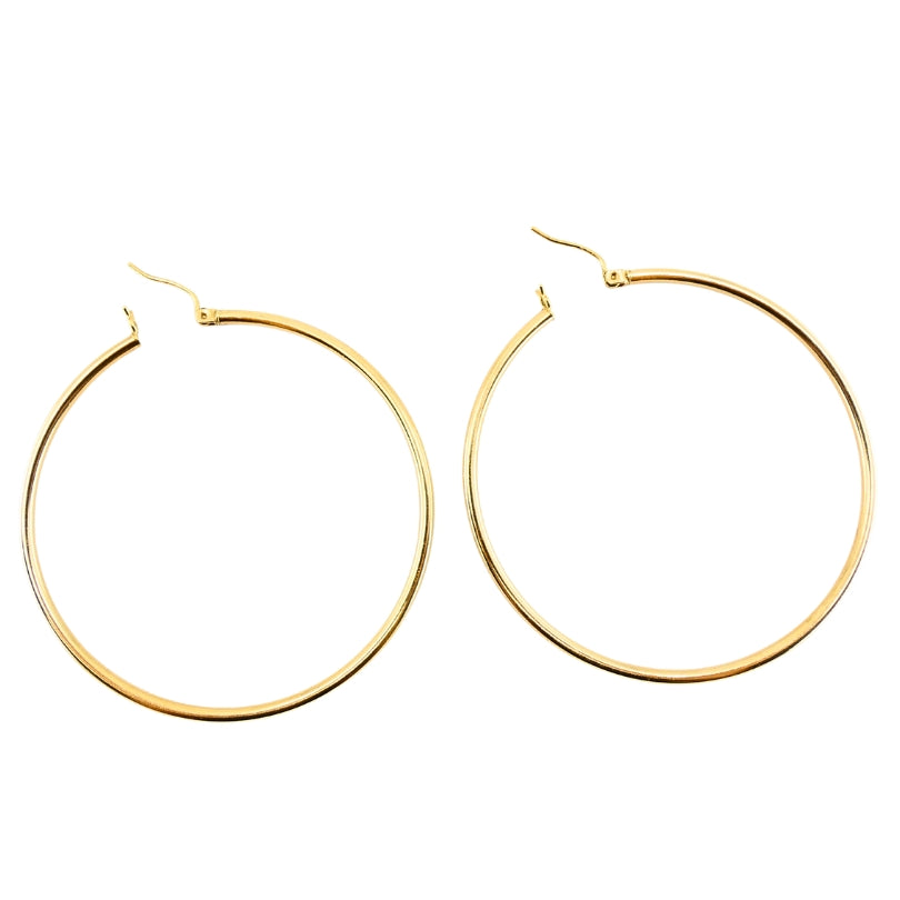 Hoop Earrings 14k Gold Wire Earrings Medium Size