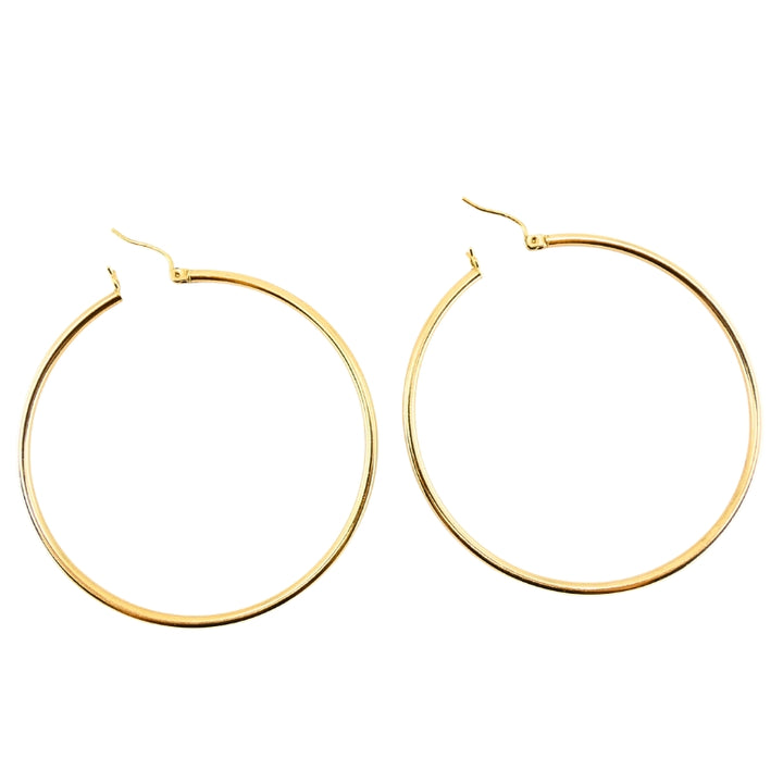 Hoop Earrings 14k Gold Wire Earrings Medium Size