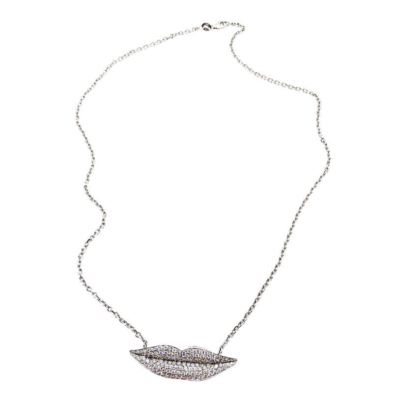 Enigma by Gianni Bulgari Lips Necklace 18k White Gold Diamond