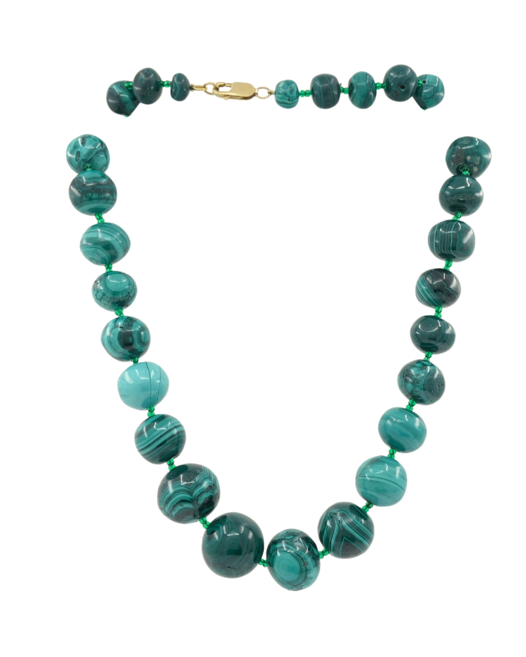 Vintage Malachite Necklace 14k Gold Clasp