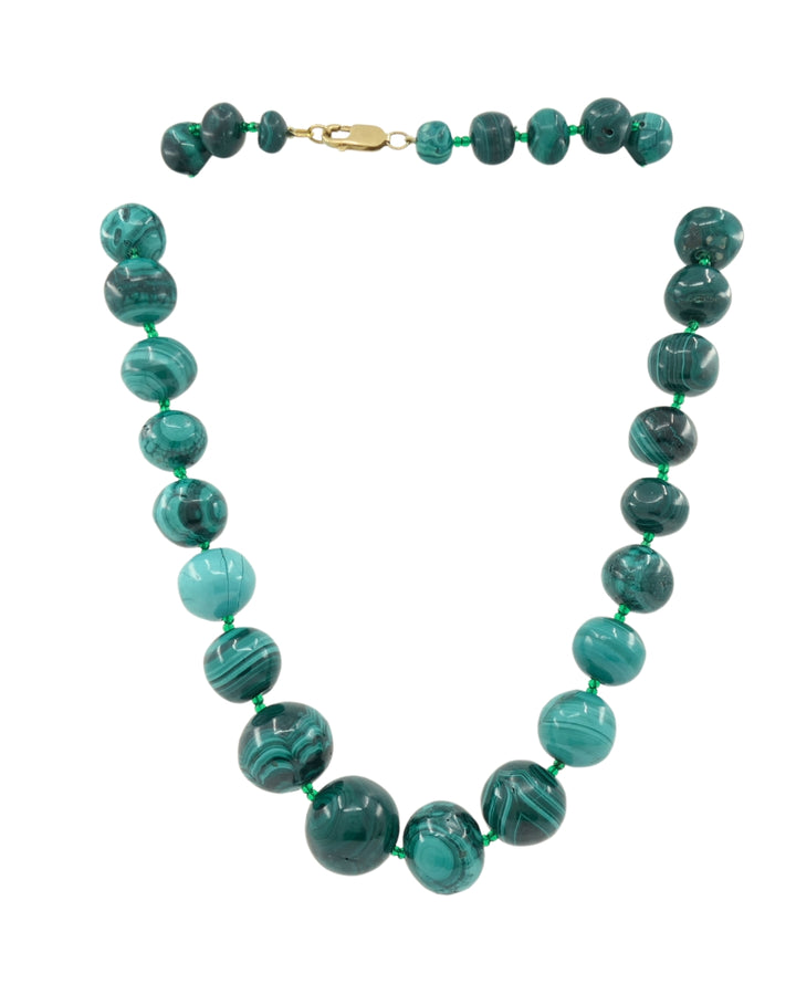 Vintage Malachite Necklace 14k Gold Clasp