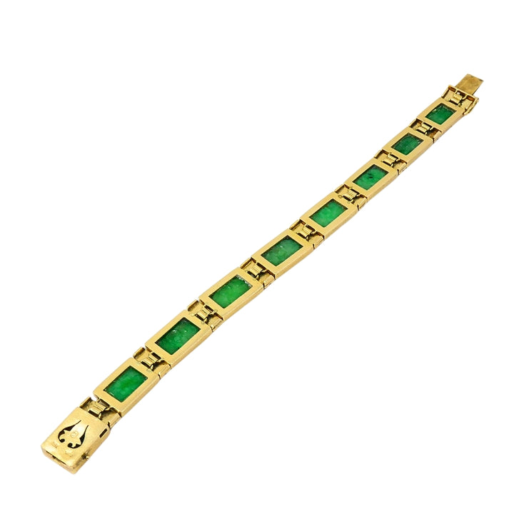 Vintage 18k Gold Jade Diamond Bracelet