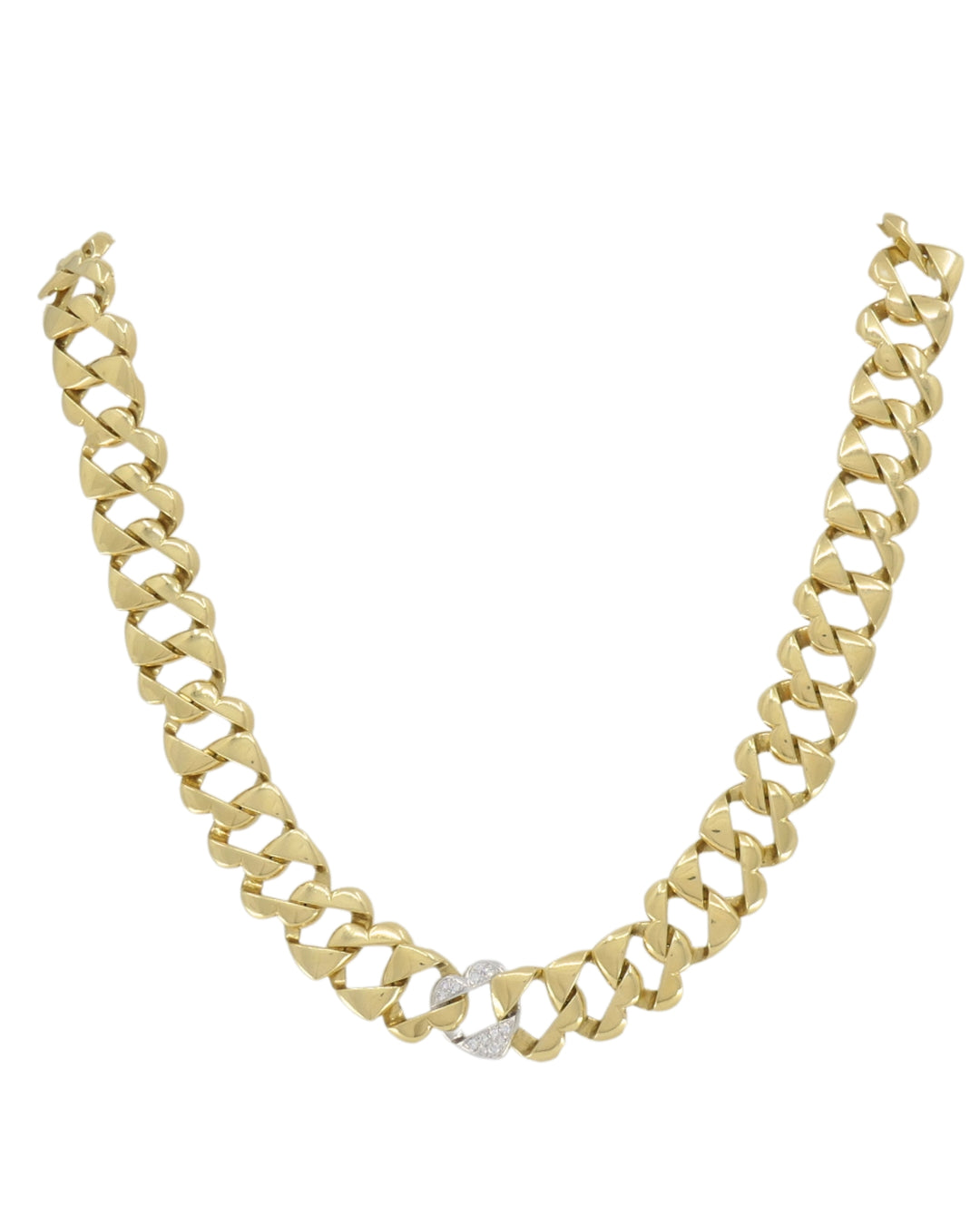 Tiffany & Co. Heart Link Diamond Necklace Yellow and White Gold