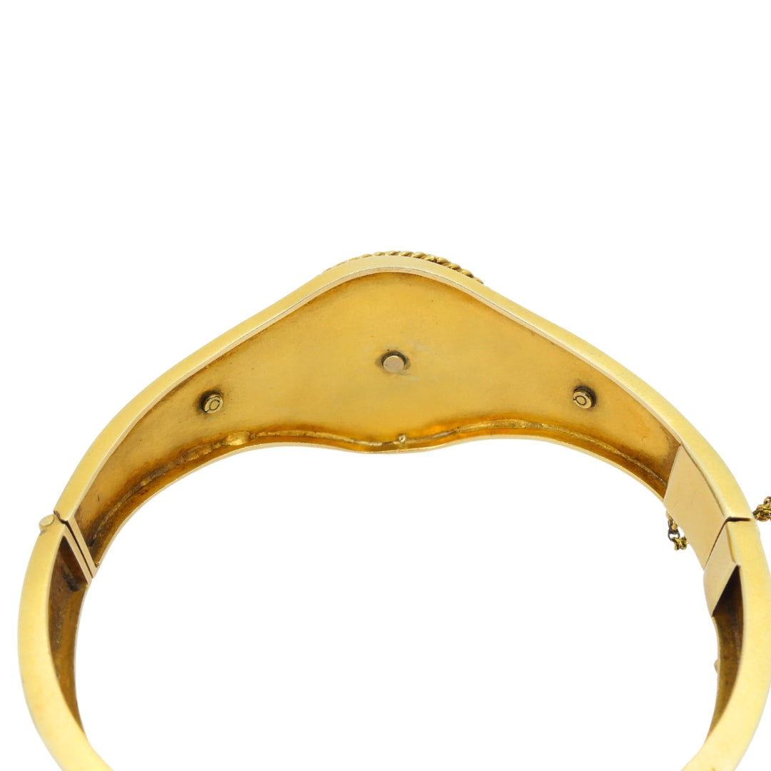 Vintage Turquoise Bracelet Enamel Bangle 14k Gold Silver Accents