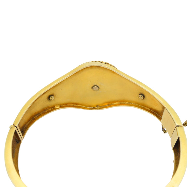 Vintage Turquoise Bracelet Enamel Bangle 14k Gold Silver Accents