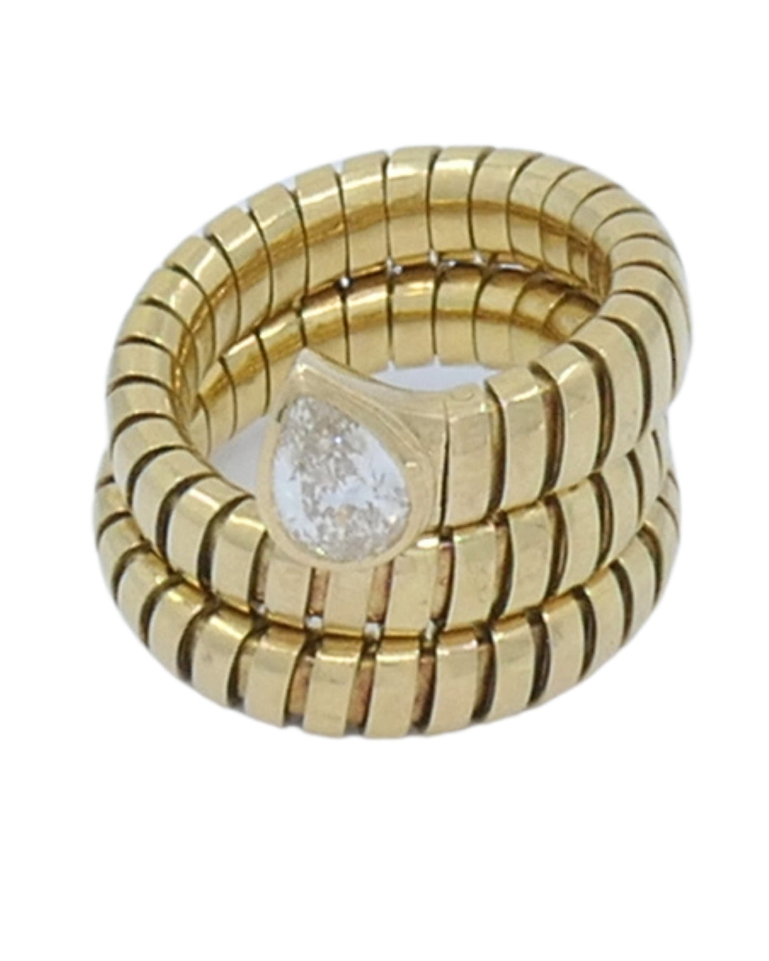Bvlgari Bulgari Serpenti Tubogas Ring 18k Gold Diamond Size 6.25