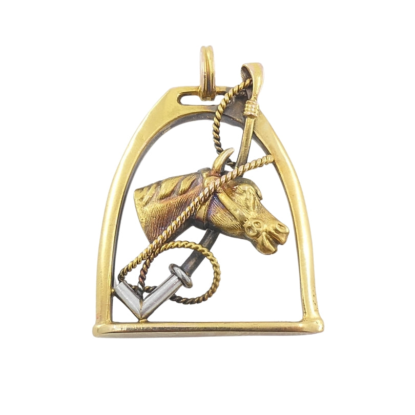 Vintage 14k Gold Horse Head Pendant Equestrian Jewelry